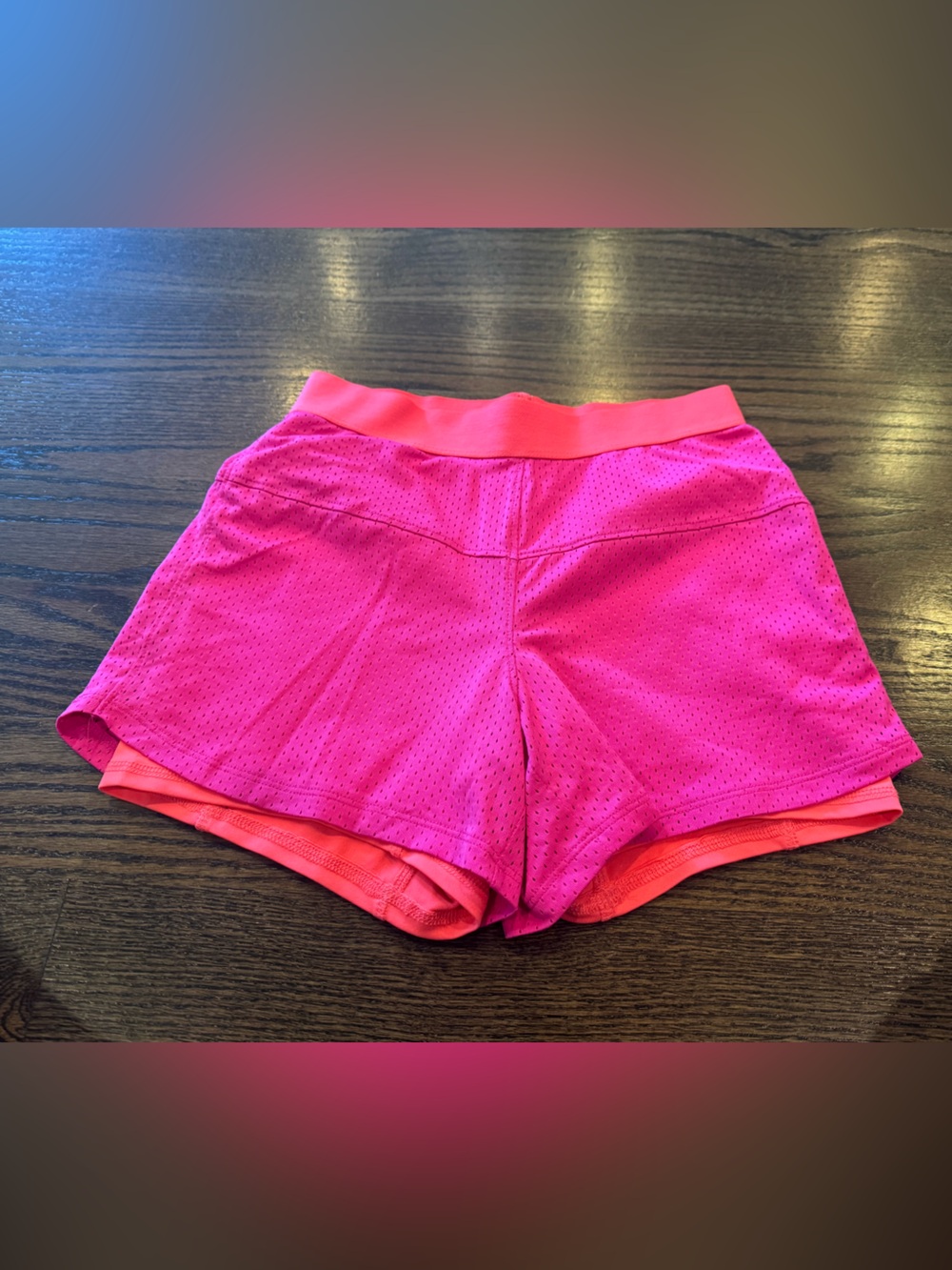 Danskin Now Neon Pink Layered Athletic Shorts